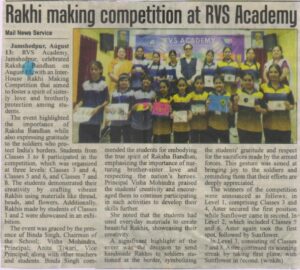 RVS Academy Celebrates the Spirit of Raksha Bandhan with a Heartwarming Rakhi Making Competition